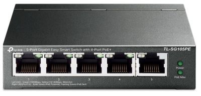 Комутатор TP-LINK TL-SG105PE 5xGE (4xPoE) 65Вт, WebSmart