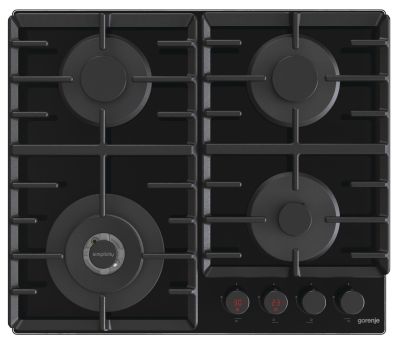 Варильна поверхня Gorenje газова на склі, 60см, чавун, чорний