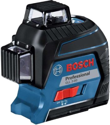 Нівелір лазерний Bosch Professional GLL 3-80 до 30м ±0.3мм/м червоний промінь з приймачем 120м 0.82к