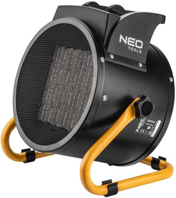 Теплова гармата електрична Neo Tools, 3кВт, 60м2, 280м3/год, керамічний нагрів. елемент (PTC), чорни