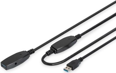 Подовжувач DIGITUS USB 3.0 Active Cable, A/M-A/F, 15м, чорний