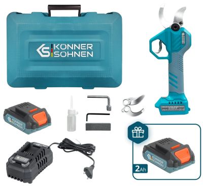Секатор акумуляторний Konner&amp;Sohnen KS CPS20V-40 CASE PLUS 20В акб 2х2А·год d 20-40мм ЗП кейс 1кг