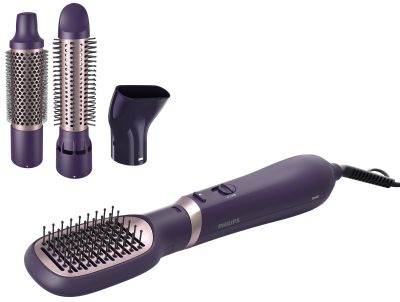 Фен-щітка Philips 3000 Series, 800Вт, 3 режими, іонізація, 4 насадки, фіолетовий