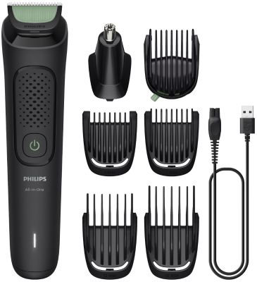 Тример Philips Series 3000, для обличчя, голови, тіла, акум., сталь, чорний