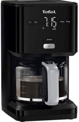 Кавоварка Tefal крапельна Smart&amp;light 1.25л, мелена, таймер включення, годинник, чорний