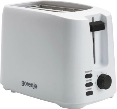Тостер Gorenje, 850Вт, функц. розморожування, автовідключення, пластик, білий