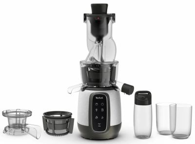 Соковитискач Tefal Ultra Juice шнековий 200Вт, чаша-6л, жмих-0.8л, пластик, сріблясто-чорний