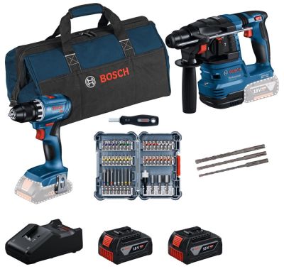Набір акумуляторних інструментів Bosch Professional 18В дриль-шурупокрут GSR 18V-45, перфоратор GBH
