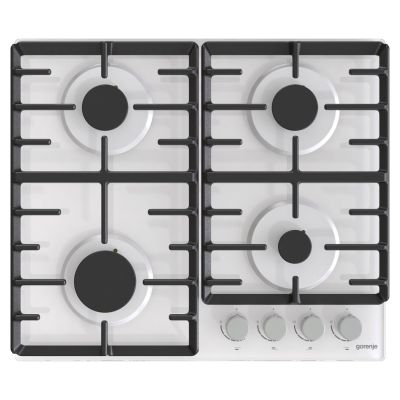 Варильна поверхня Gorenje газова на склі, 60см, чавун, білий