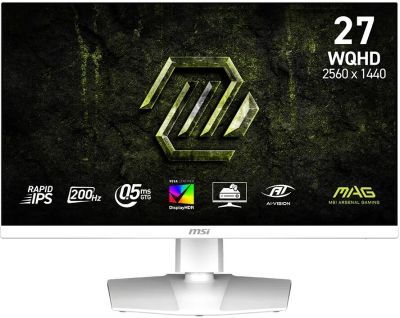 Монітор MSI 27" MAG 274QRFW-E20 2xHDMI, DP, Audio, IPS, 2560x1440, 200Hz, 0.5ms, sRGB 124%, Adaptive