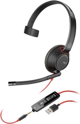 Гарнітура комп'ютерна моно On-ear Poly Blackwire 5210, USB-A, USB-C, 3.5 мм, всеспрямований, noise c