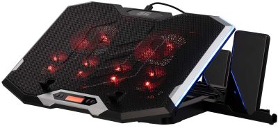 Підставка для ноутбука 2E GAMING CPG-004, до 15.6", 2xUSB-A, LCD/phone holder, RGB, чорний