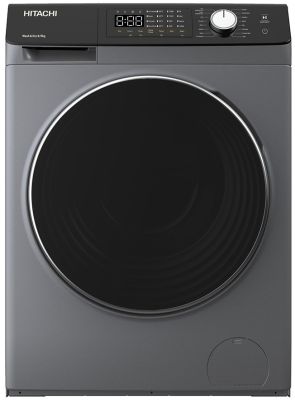 Прально-сушильна машина Hitachi фронтальна, 8(5)кг, 1400, B, 60см, дисплей, пара, інвертор, cрібляст