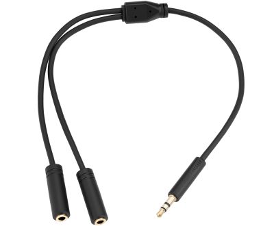 Кабель 2E jack 3.5 > 2хjack 3.5 (M/F) 0.30м, чорний