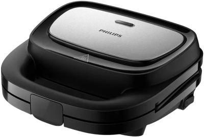 Мультимейкер Philips Series 5000 750Вт, антипригарне покриття, 3 пластини, корпус-пластик, чорно-срі