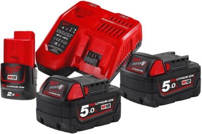 Набір акумулятора та зарядного пристрою Milwaukee NRG-502 12В 1х2А·год Redlithium M12 18В 2х5А·год R