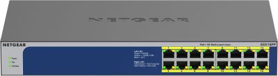 Комутатор NETGEAR GS516PP 16xGE PoE, 260Вт, некерований