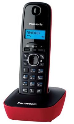 Радіотелефон DECT Panasonic KX-TG1611UAR, чорно-червоний