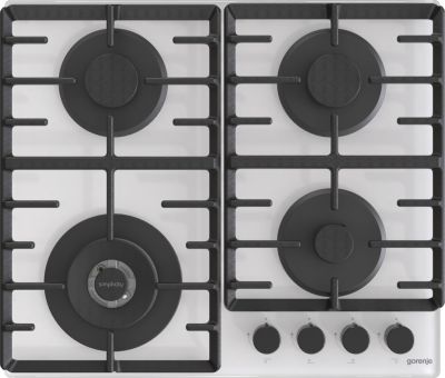 Варильна поверхня Gorenje газова на склі, 60см, чавун, білий