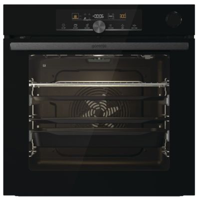 Духова шафа Gorenje електрична, 77л, A+, пара, дисплей, готування на різних рівнях, піроліз, чорний