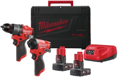 Набір із двох акумуляторних інструментів Milwaukee M12 FPP2A2-402X шурупокрут-дриль M12 FPD2-0 гвинт