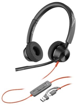 Гарнітура комп'ютерна стерео On-ear Poly Blackwire 3320, USB-A, USB-C, всеспрямований, чорний