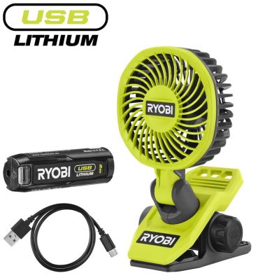 Вентилятор акумуляторний кліпса Ryobi USB Lithium RCF4-120G 4В акб 1х2А·год 3800об/хв обертання 325°