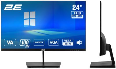 Монітор 2E 23.8" B2425B D-Sub, HDMI, MM, VA, 100Hz, FreeSync