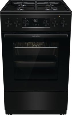 Плита Gorenje комбінована, 62л, 50x60см, дисплей, IconLed, емальовані, чорний