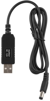 Кабель 2Е USB-A > DC 5.5х2.5мм живлення 1м, 12В/1A, чорний