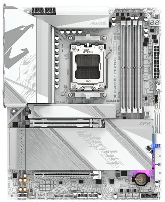 Материнська плата GIGABYTE X870 A ELITE X3D ICE sAM5 X870 4xDDR5 M.2 HDMI DP Wi-Fi BT ATX білий