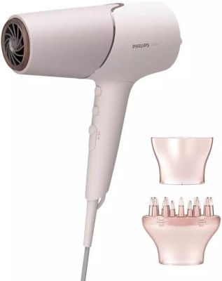 Фен Philips 5000 Series, 2300Вт, 3 режими, дифузор, іоніз-я, хол. обдув, біло-рожевий