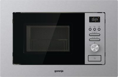 Мікрохвильова піч Gorenje вбудовувана, 20л, міх. управл., 800Вт, гриль, дисплей, інвертор, нерж