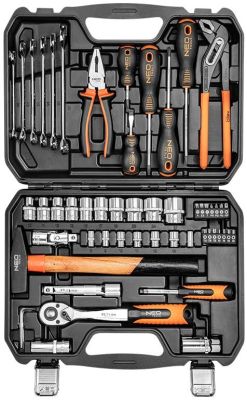 Набір інструментів Neo Tools, 1/2", 1/4", універсальний, CrV, 56шт