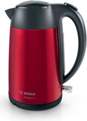 Електрочайник Bosch 1.7л, метал, червоно-чорний