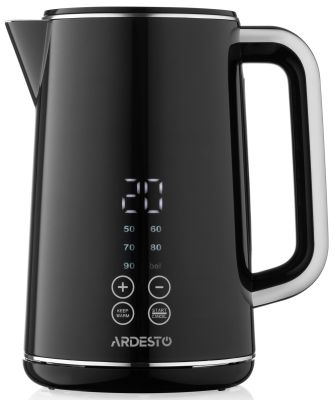 Електрочайник ARDESTO Elegance, 1.7л, LED дисплей, подвійні стінки, Otter, чорний глянець