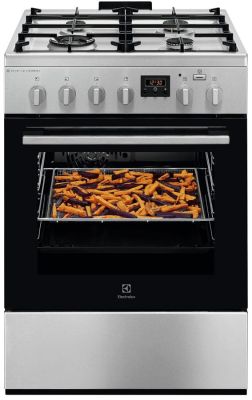 Плита Electrolux комбінована, 58л, 60x60см, дисплей, конвекція, чавун, пара, нерж