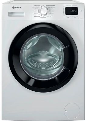Пральна машина Indesit фронтальна, 8кг, 1200, A, 54.6см, дисплей, пара, інвертор, люк чорний, білий