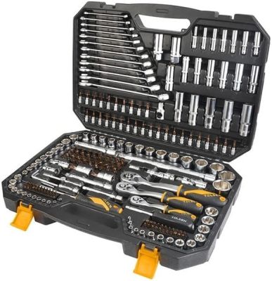 Набір інструментів Tolsen, 1/2", 1/4", 3/8", комбіновані ключі, торцеві головки, біти,CrV, кейс, 216