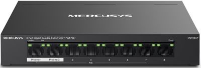 Комутатор MERCUSYS MS108GP 8xGE (7xPoE), 65Вт, Некерований