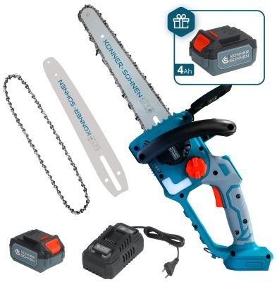 Пила ланцюгова акумуляторна Konner&amp;Sohnen KS MCS20V-12 SET PLUS 20В акб 2х4А·год шина 30см ЗП 2.05кг