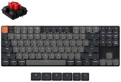 Keychron Клавиатура механическая K1 V6 87Key, K pro Red, USB-A, QMK, EN/RU, White Led, черный