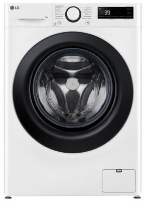 Пральна машина LG фронтальна, 9кг, 1200, A, 48см, дисплей, пара, інвертор, білий