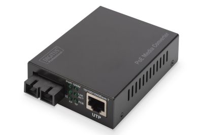 Медіаконвертер DIGITUS PoE, SM 10/100/1000Base-T to 1000Base-LX, Incl. PSU 30W, SC, Up to 20км