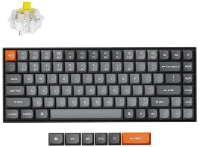 Клавіатура механічна Keychron K2 MAX 84Key, K super Banana, WL/BT/USB-A, QMK, EN/RU/UZ, White Led, ч
