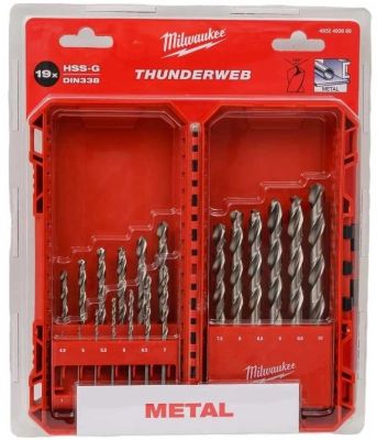 Набір свердел по металу Milwaukee HSS-G THUNDERWEB, 1-10мм, кейс, 19шт