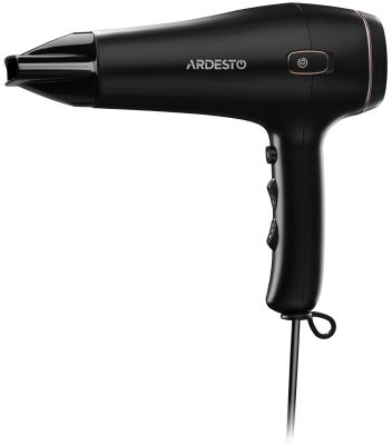 Фен ARDESTO HD-Y210, 1750-2100Вт, 2 швидкості, 3темп.режими, авто.змотування шнура, чорний