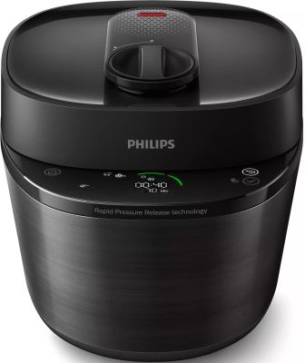 Мультиварка-скороварка Philips All-in-One Cooker, 1000Вт, чаша-5л, електронне керув., пластик, чорни