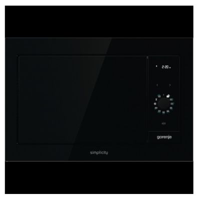 Мікрохвильова піч Gorenje вбудовувана Simplicity, 23л, міх. управл., 900Вт, гриль, дисплей, чорний