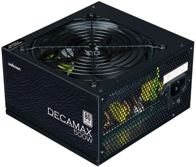Блок живлення Zalman Decamax  (500W) 85%, 80 Plus, 120мм, 1xMB 24pin(20+4), 1xCPU 8pin(4+4), 3xMolex